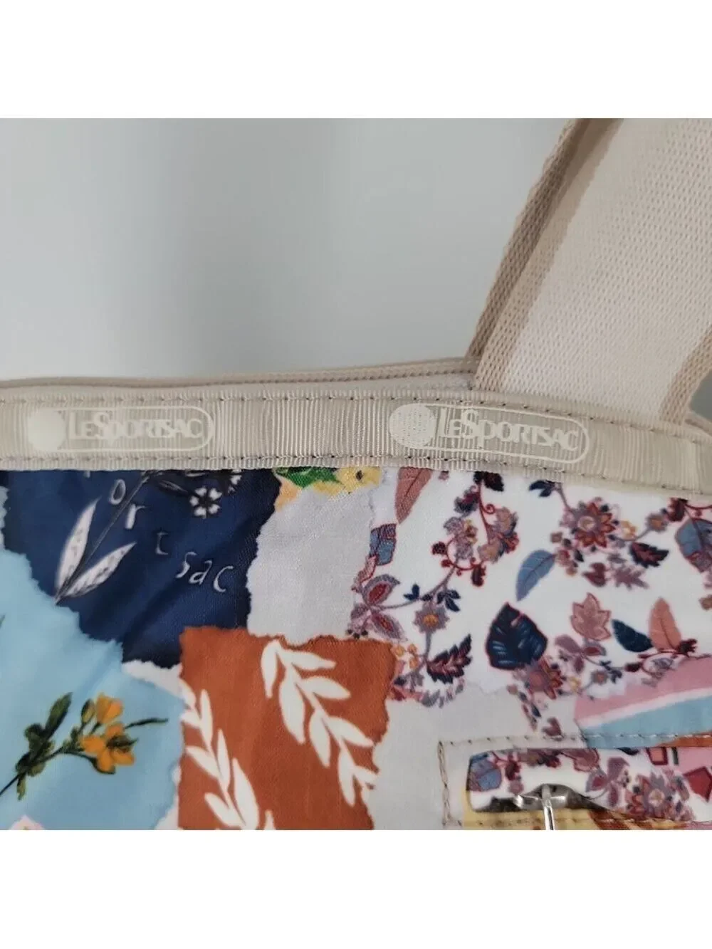 LeSportsac Easy Carry Tote 74 Collage Patchwork Bird Floral Travel Bag